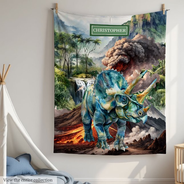 Polar Regalo de niños personalizados con una manta de di (Watercolor Dinosaur Blanket Personalized for Boys Gift)