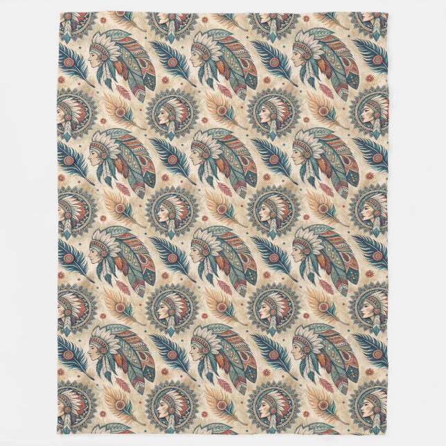 Polar Rústica manta étnica con audaces motivos tribales (Anverso)