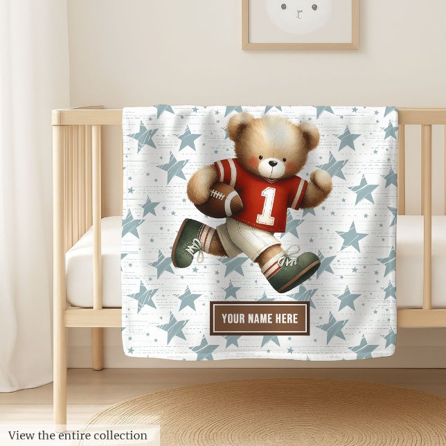 Polar Una manta de fútbol estadounidense para regalo de  (Custom teddy bear football blanket, perfect boy birthday gift and keepsake for years.)