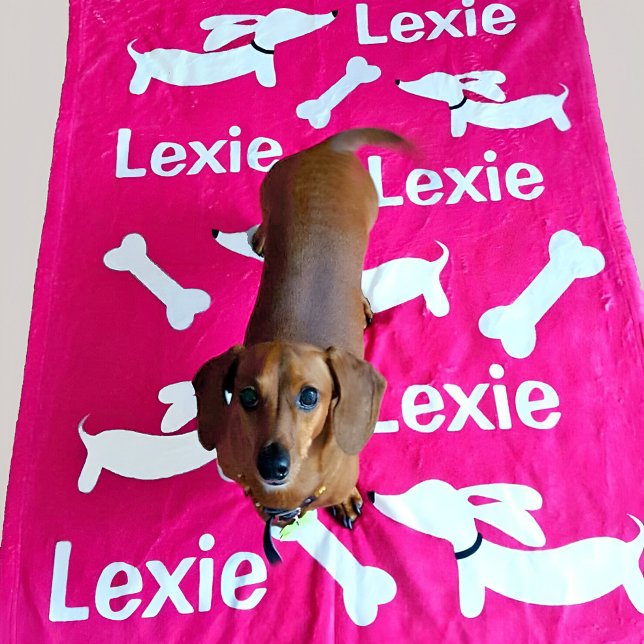 Polar Una manta rosada Personalizado de Dachshund para p (Pink personalized wiener dog blanket)