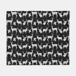 Polar Venado Rústico Blanco en una manta de lana negra