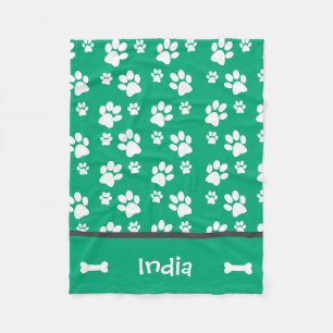 Polar Verde de la manta de impresión Puppy Dog Paw