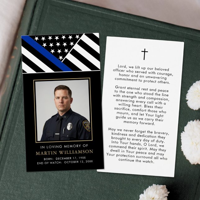 Police Officer Memorial Cross Funeral Prayer Card (Subido por el creador)