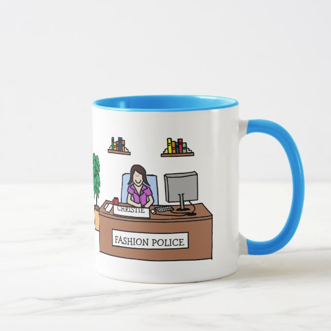 Policía de la moda - taza personalizada del dibujo (Derecha)