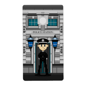 Policía y pegatina de la comisaría de policías