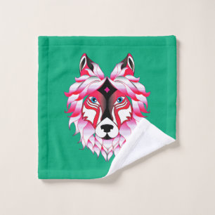 Polígono de cabeza de lobo rosa-24531