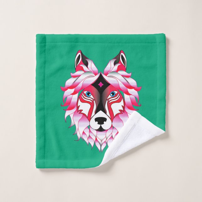Polígono de cabeza de lobo rosa-24531 (Toallita)