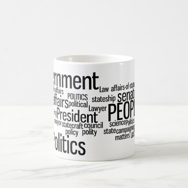 Política, gobierno, taza de la nube de la palabra (Centro)
