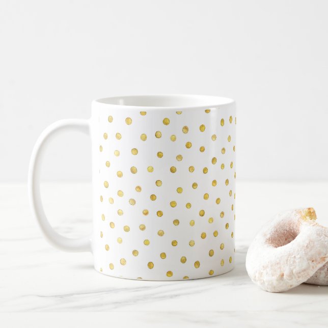 Polka amarillo dota coloración clásica de la taza (Con donut)