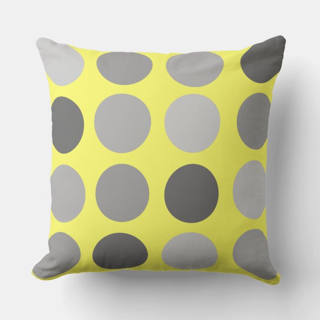 Polka amarillo y gris tira almohada (Anverso)