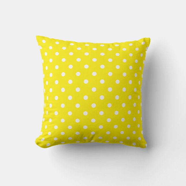 Polka blanco y amarillo brillante en una almohada (Anverso)