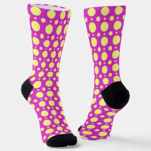 Polka Dot Fun Fun Loco Calcetines en rosa y amaril