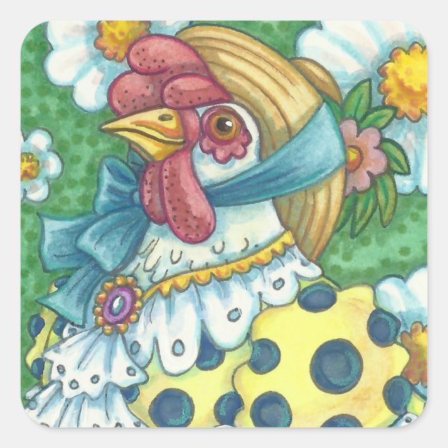 POLKA DOT HEN, Plaza de PEGATINAS de pollo, hoja (Anverso)