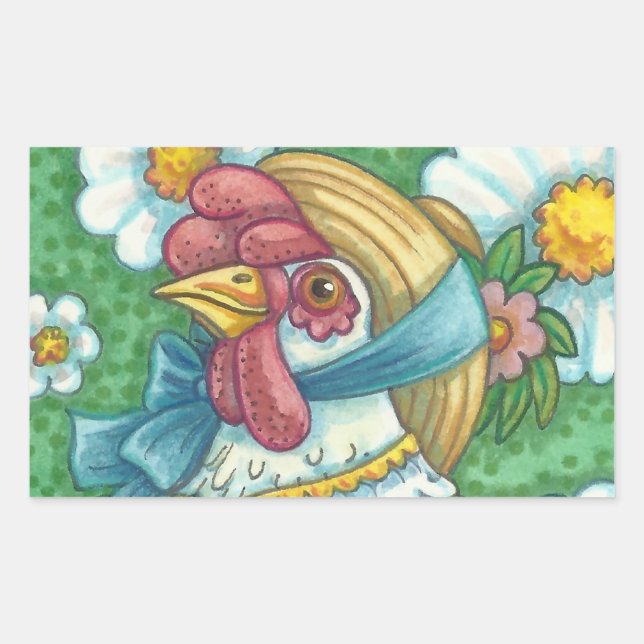 POLKA DOT HEN, Rectángulo de PEGATINAS de pollo, h (Anverso)