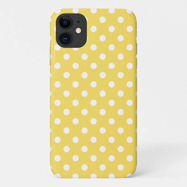 Polka Dot iPhone, Plus & Pro funda en amarillo lim (Reverso)