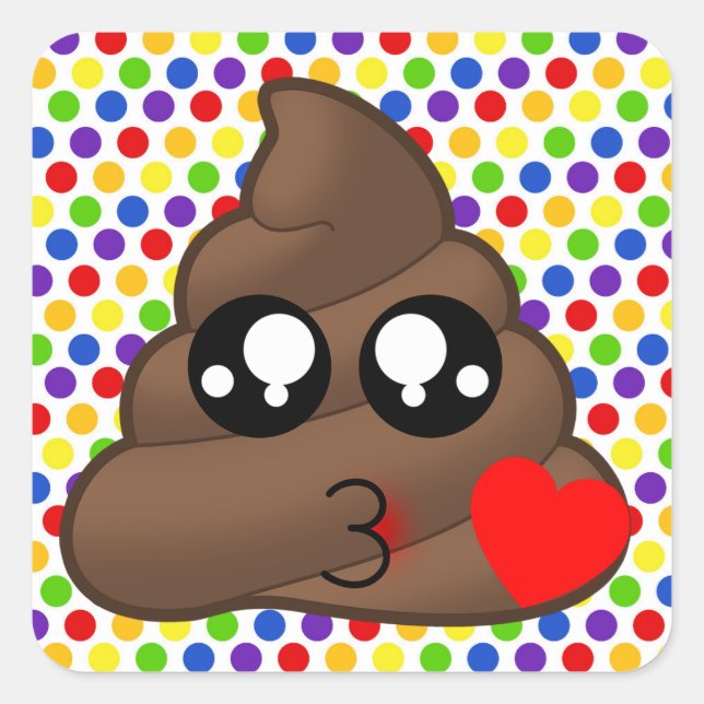 Polka Dot Love Poop Pegatinas de Emoji (Anverso)