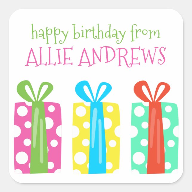 Polka Dot presenta Pegatinas de regalo de cumpleañ (Anverso)