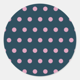 Polka Dot Round Pegatinas Medianoche Azul y rosa s