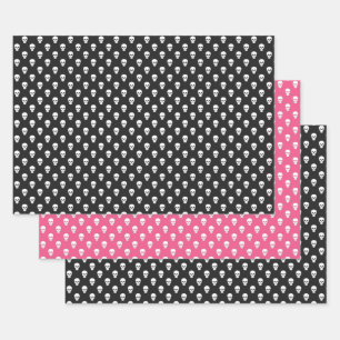 Polka Dot Skulls Set de papel de ajuste
