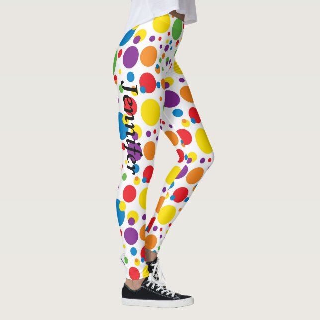 Polka Dots Leggings TU NOMBRE Mujeres Personalizad (Derecha)