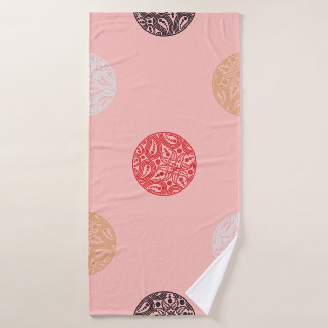 Polka dots seamless pattern. Mosaic of ethnic figu (Toalla de baño)