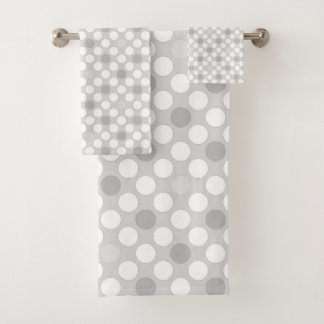 Polka dots white gray and white light gray