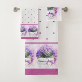 Polka floral monogramada de lavanda rosa