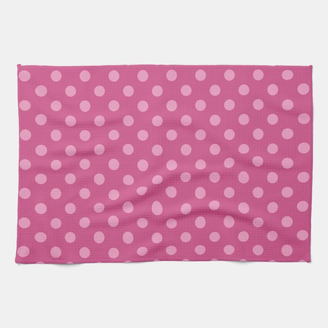 Polka rosa hace toalla de cocina de fuchsia (Horizontal)