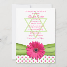 Polka rosa y verde golpea la invitación a Mitzvah