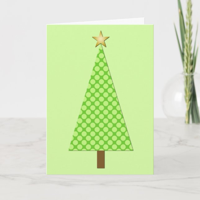 Polka verde limón punto moderno árbol de Navidad (Anverso)