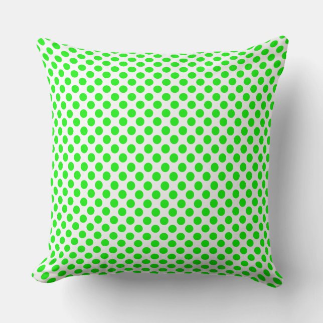 Polka verde neón/puntos Almohada (Anverso)