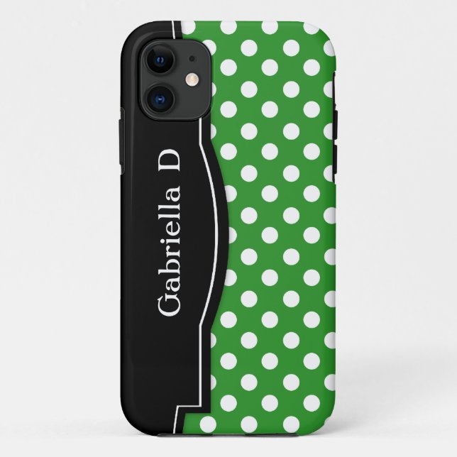 Polka Verde Punto Negro Marco para iPhone 5 funda (Reverso)