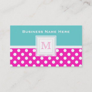 Polkadot blanco azul rosado: Tarjeta de visita del