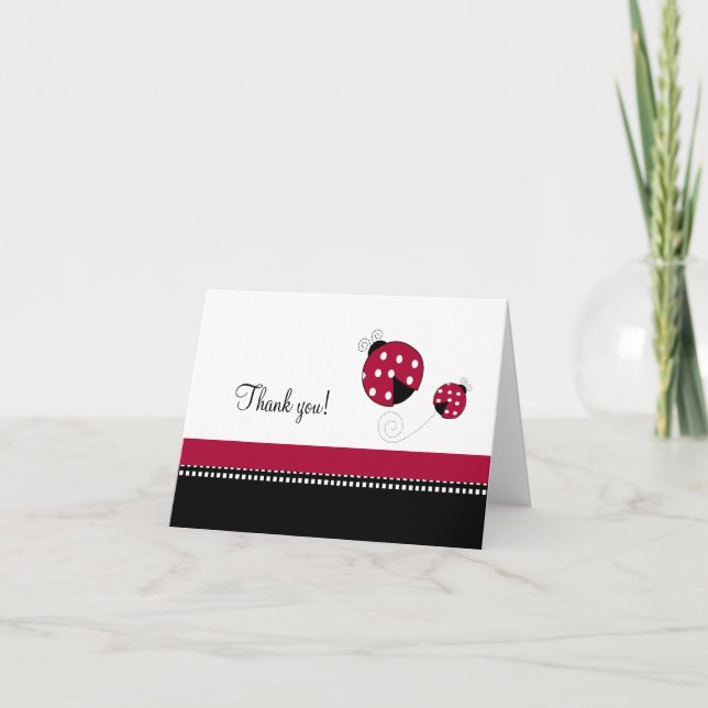 Polkadot Ladybug Foltido Gracias notas (Anverso)