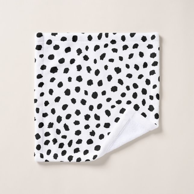 Polkadots al azar negro sobre blanco (Toallita)