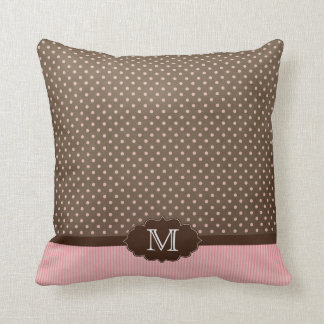 Polkadots marrones rosados + raya la almohada del