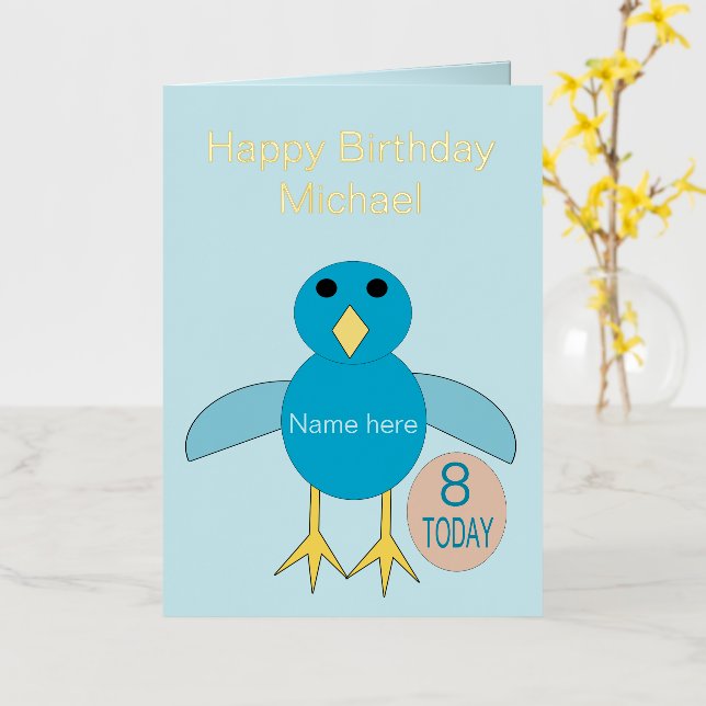 Pollito Cumpleañero Azul Personalizado (flor amarilla)