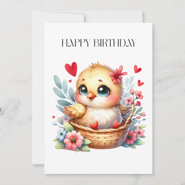 Pollito de cumpleaños lindo. (Anverso)