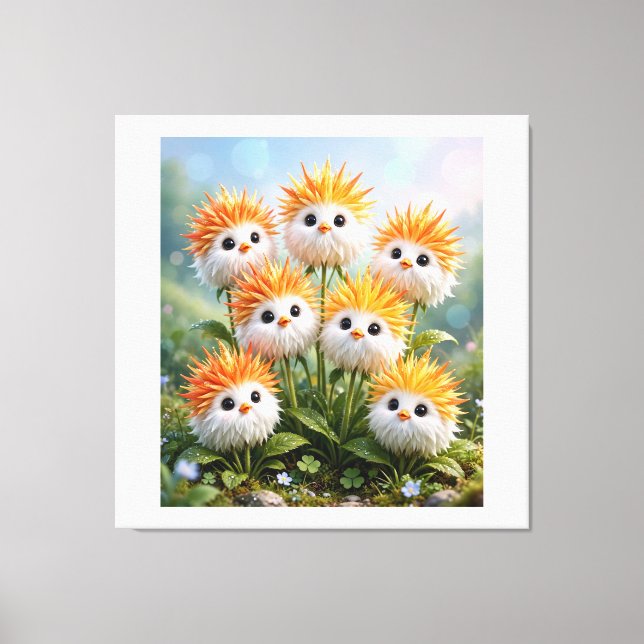 Pollito de Fantasía Lindo Flores Lienzo Estirado P (Anverso)