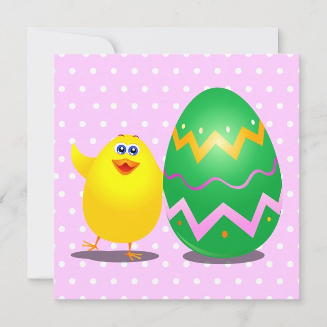 Pollito divertido de Pascua, invitación (Anverso)