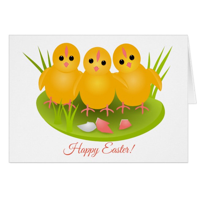 Pollitos amarillos de Pascua feliz (Anverso (Horizontal))