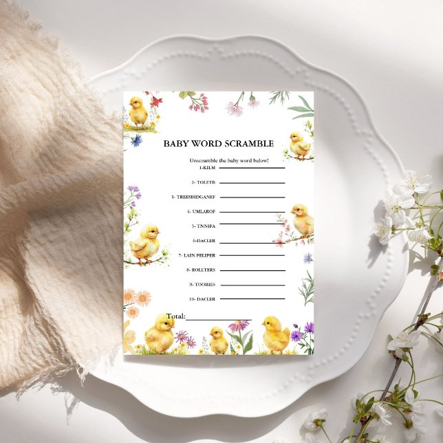 Pollo Bebé palabra scramble juego de ducha de bebé (Subido por el creador)