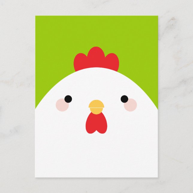 Pollo blanco en postales verdes (Anverso)