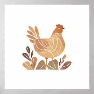 Pollo Boho Leaf Estilo de arte botánico Moderno