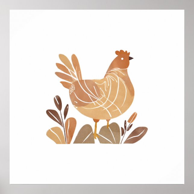 Pollo Boho Leaf Estilo de arte botánico Moderno (Frente)