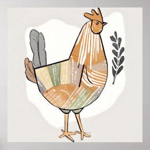 Pollo Boho Leaf Estilo de arte botánico Moderno