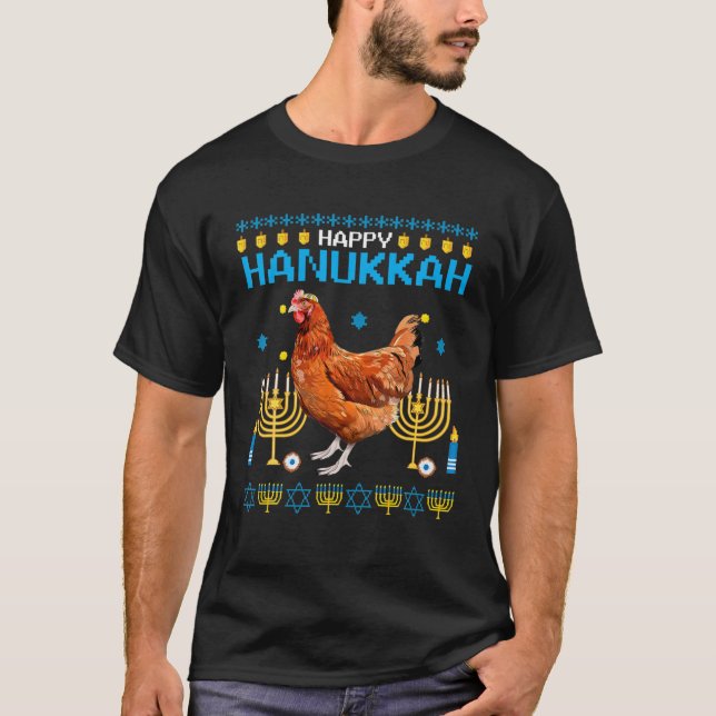 Pollo Chanukah Judío Feo Hanukkah Sweater Paja (Anverso)