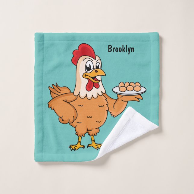 Pollo con huevos en el personalizado de placa (Toallita)