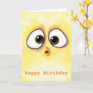 Pollo con tarjeta de cumpleaños para bebés con ojo
