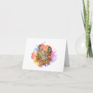 Pollo con tarjeta de flores PERSONALIZADAS
